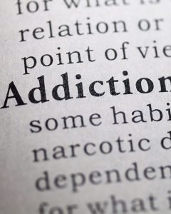 Dictionary definition of the word Addiction.